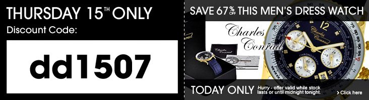 Save 67% off this mens diamond inset dress watch by Charles Conrad